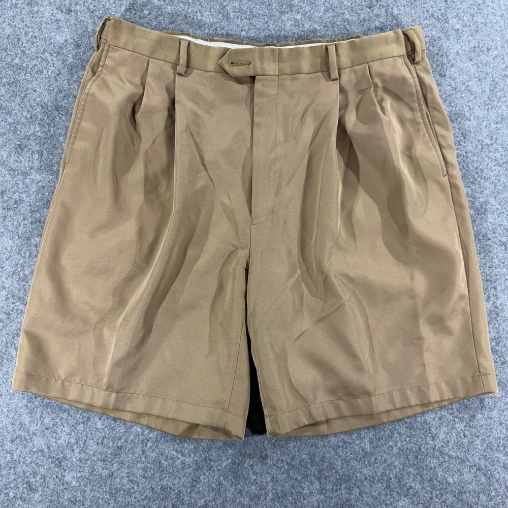 Jos A Bank Leadbetter Golf Shorts Mens 36 Tan Khaki‎ Pleated Performance